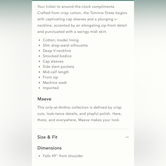 Anthropologie The Tommie Cap-Sleeve Smocked Front-Zip Shirt Dress Size XL NWT - Picture 4 of 13